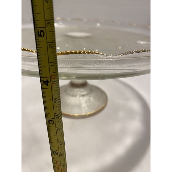 Vintage Harp Pattern By Jeanette 10" Elegant Glass Round Cake Stand Pink Tone - Picture 11 of 11